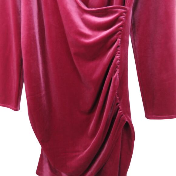 I.N.C. International Concepts Pink Velvet Wrap Mini Dress Medium - Picture 3 of 6